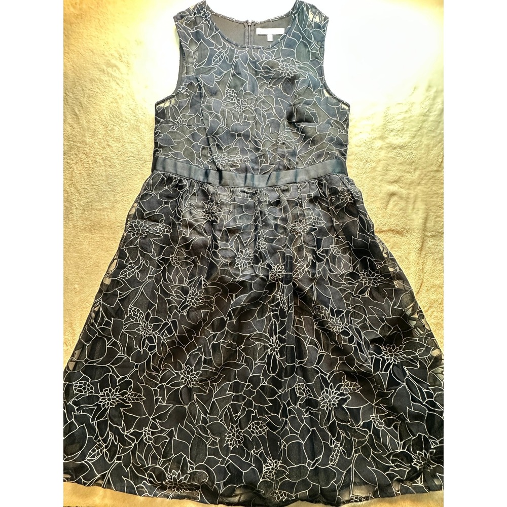 MiXT by Heidi Weisel Navy Blue Floral Embroidered MeshFlare Dress Plus 14W - 4